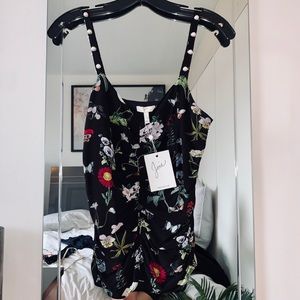 Joie Cinched Floral Top with Embellished Strap